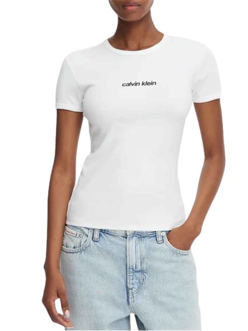 T-shirt a costine con logo Calvin Klein Jeans | LV047G816GYAF